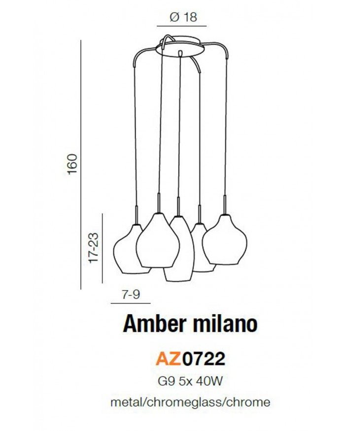 Люстра Azzardo AZ3172 Amber Milano (copper) 