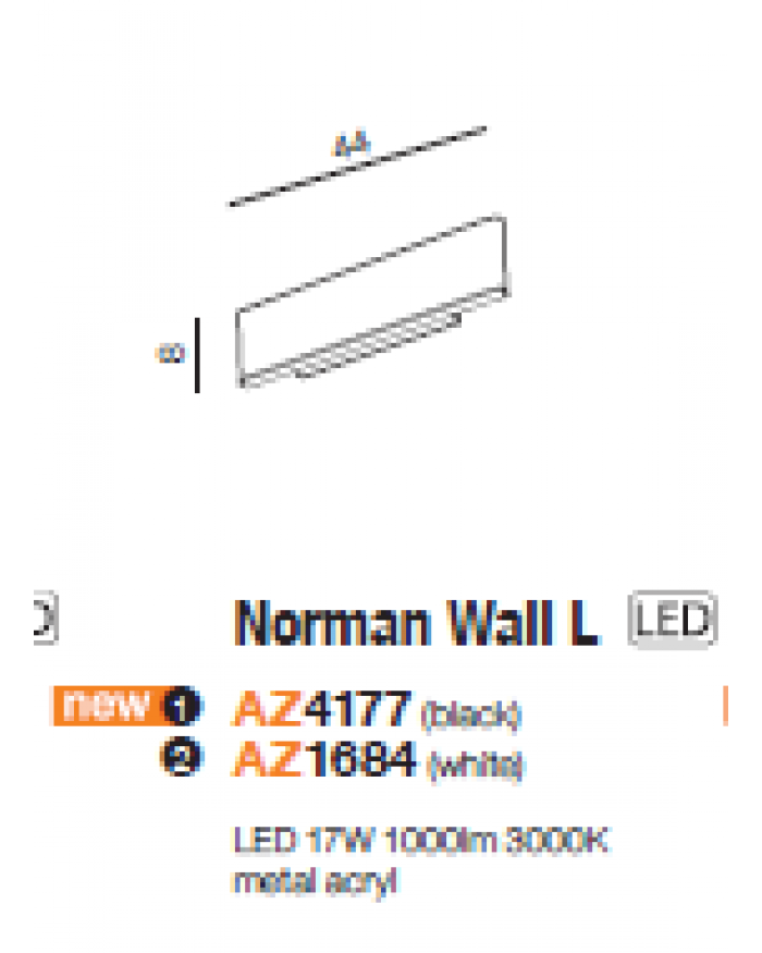 Бра Azzardo AZ1684 Norman white wall L