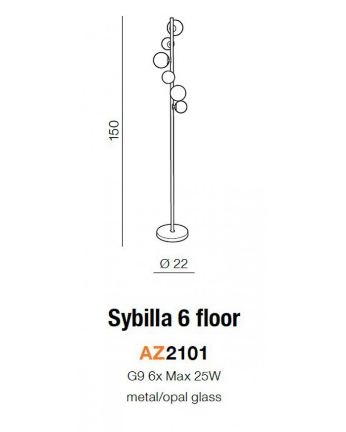 Торшер Azzardo AZ2101 Sybilla 6 floor