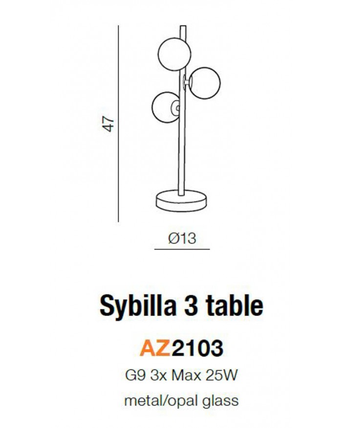 Настільна лампа Azzardo AZ2103  Sybilla 3 table