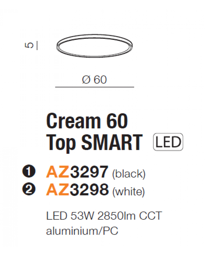Світильник стельовий Azzardo AZ3298 Cream 60 Top Smart
