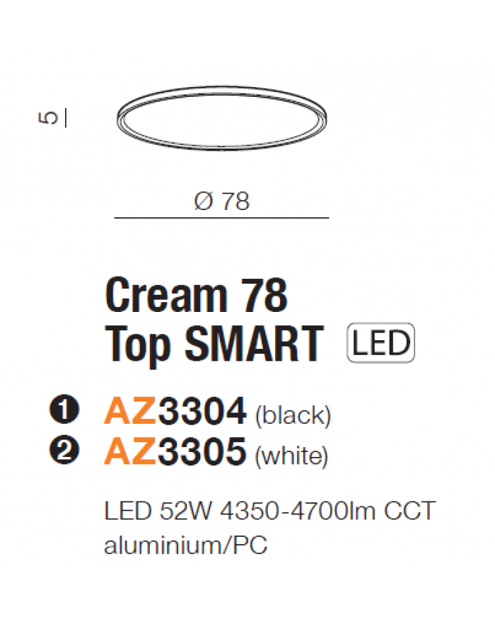 Світильник стельовий Azzardo AZ3304 Cream 78 Top Smart