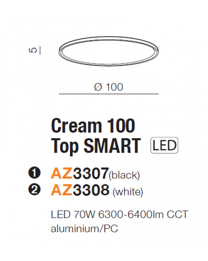 Світильник стельовий Azzardo AZ3307 Cream 100 Top Smart