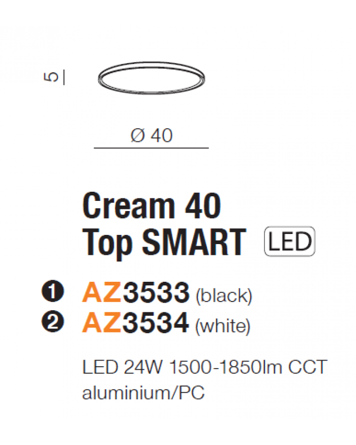 Світильник стельовий Azzardo AZ3533 Cream 40 Top Smart