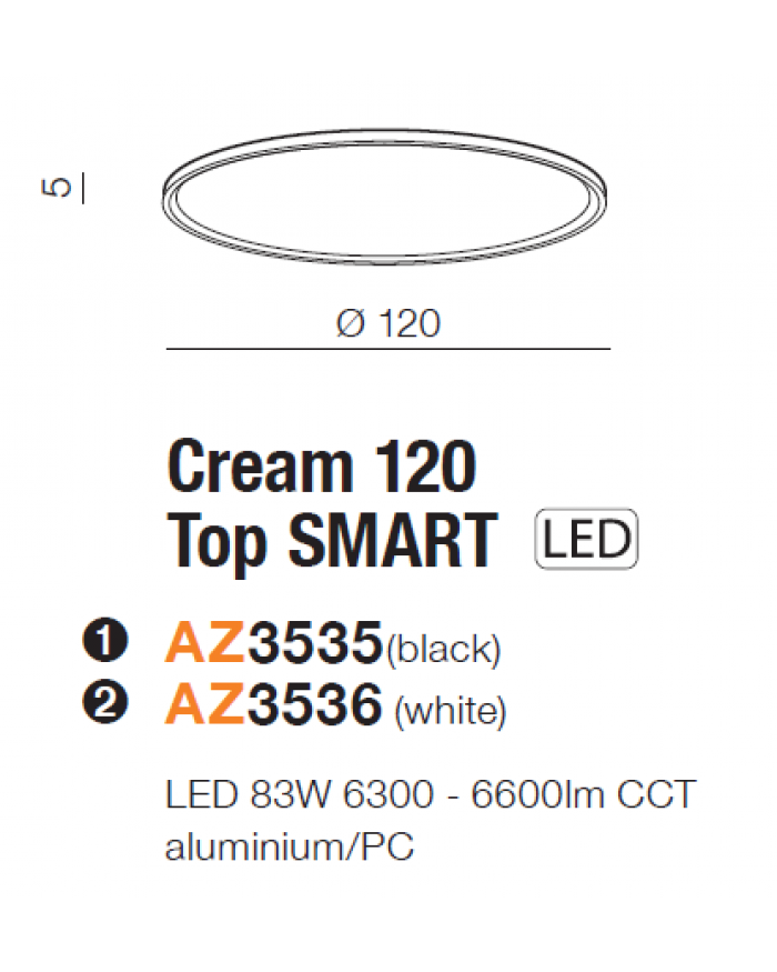 Світильник стельовий Azzardo AZ3535 Cream 120 Top Smart