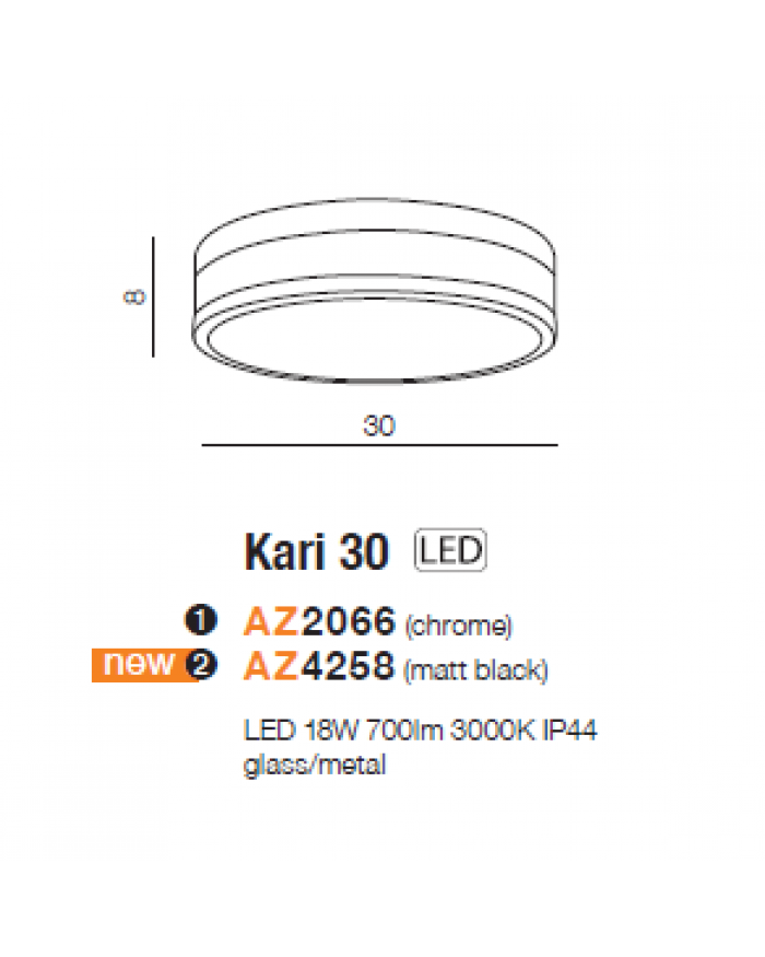 Світильник стельовий Azzardo AZ4258 KARI 30 MATT BLACK