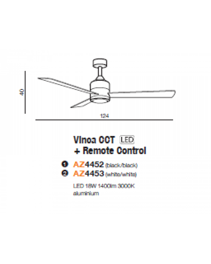 Люстра-вентилятор Azzardo AZ4453 VINCA WH/WH