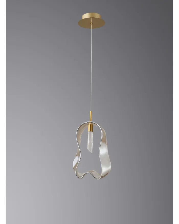 Підвісний світильник LLOYD LIGHTING 5515/1P Brushed brass Cognac glass