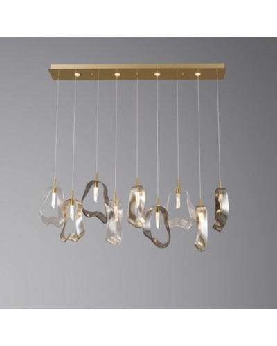 Люстра Este Lighting 5515/9L Brushed brass Mix glass