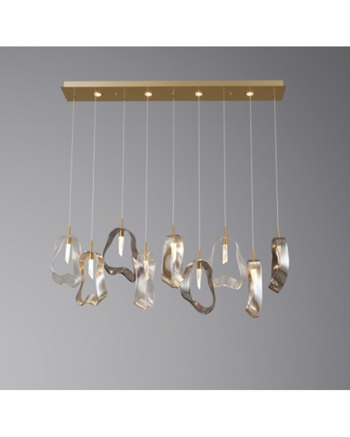 Люстра Este Lighting 5515/9L Brushed brass Mix glass