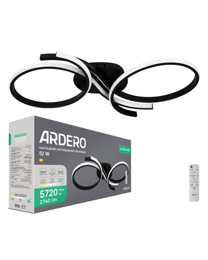 Світильник стельовий Ardero AL6535-1ARD FORCE M 52Вт чорний