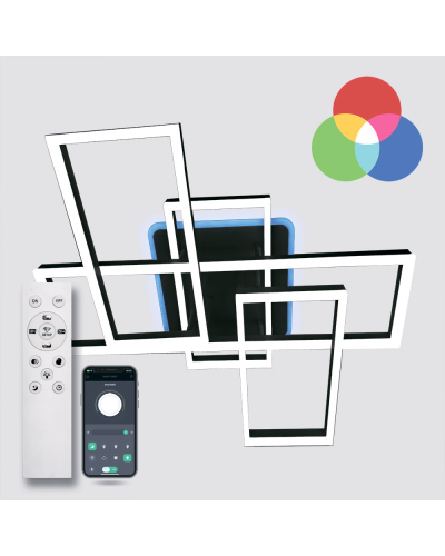 Світильник стельовий LUMINARIA GENNY RGB 130W 5S BLACK (з пультом)