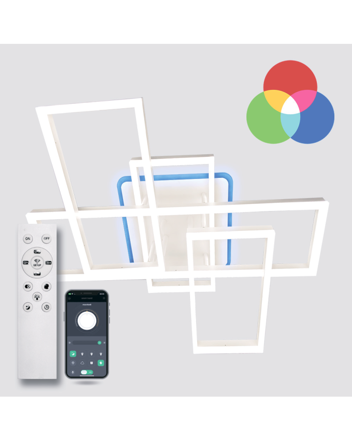 Світильник стельовий LUMINARIA GENNY RGB 130W 5S WHITE (з пультом)