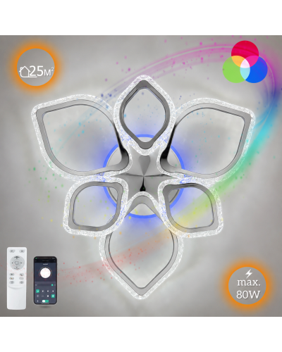 Світильник стельовий LUMINARIA AZALIA RGB 80W 6R CHROME/ICE (з пультом)