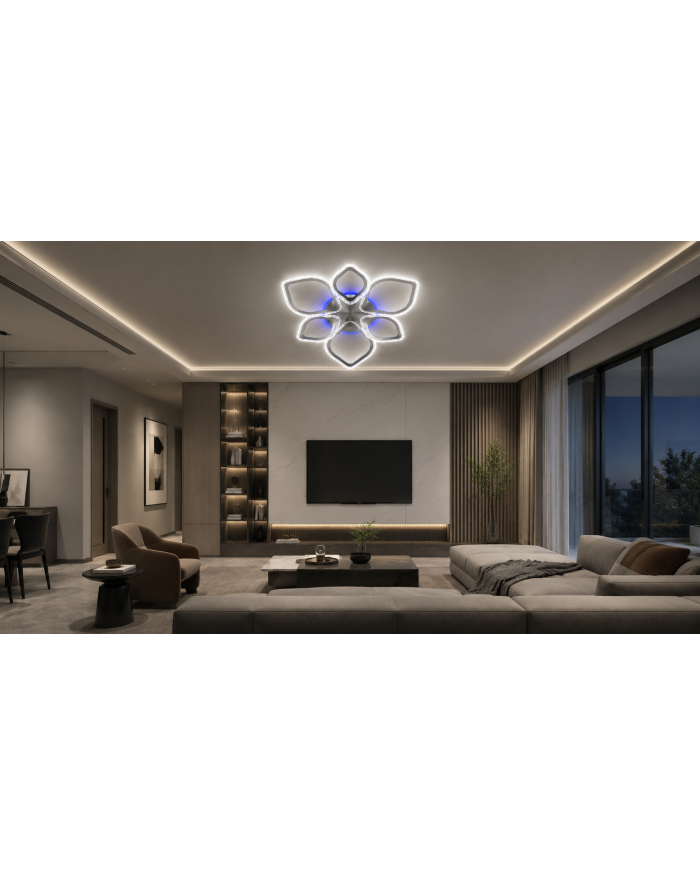 Світильник стельовий LUMINARIA AZALIA RGB 80W 6R CHROME/ICE (з пультом)