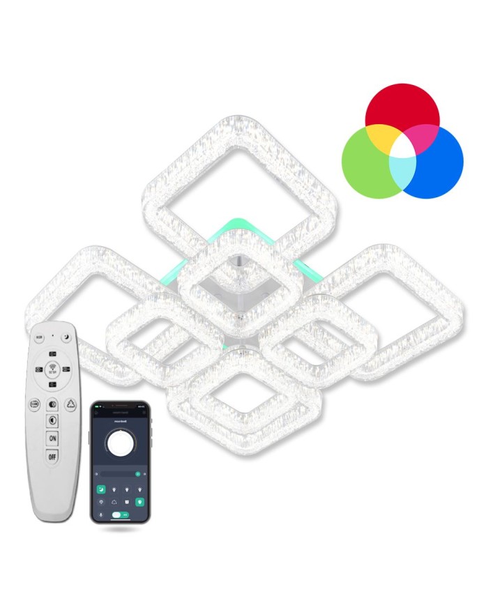Світильник стельовий LUMINARIA ICEBERG SQUARE RGB 120W 8S WHITE/ICE (з пультом)