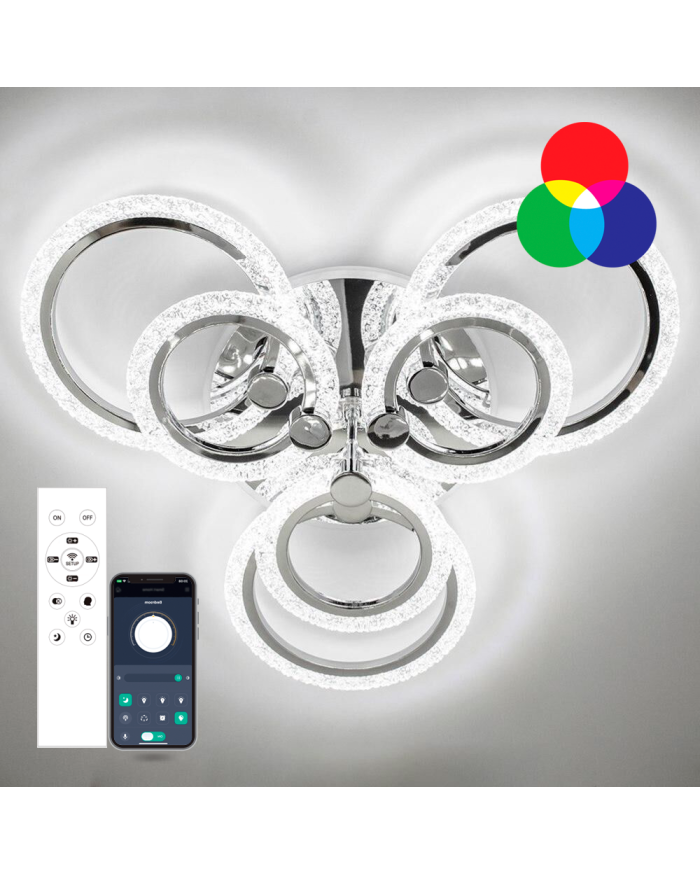 Світильник стельовий LUMINARIA LILY RGB 90W 7R CHROME/ICE  (з пультом)
