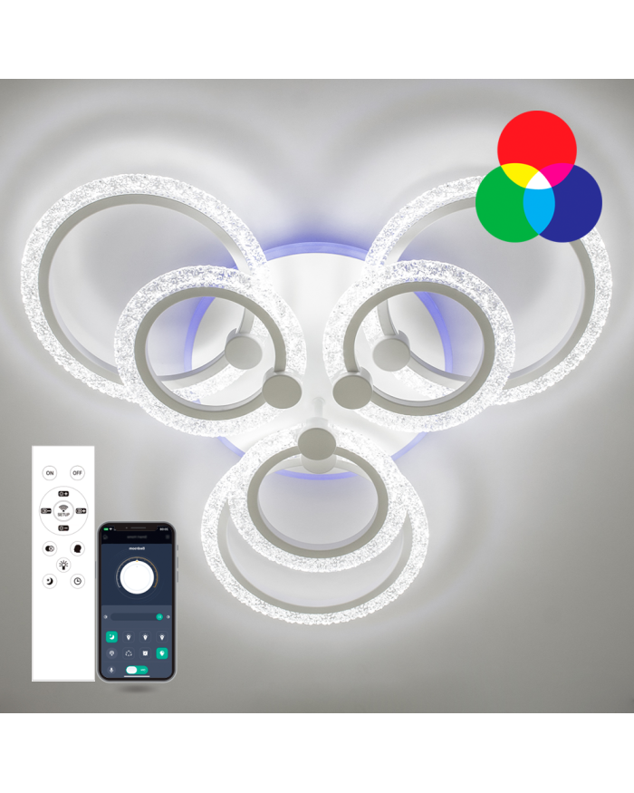 Світильник стельовий LUMINARIA LILY RGB 90W 7R WHITE/ICE (з пультом)