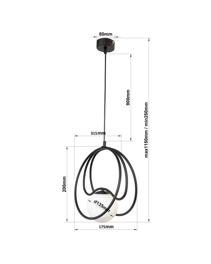 Підвісний світильник  NB Light 80288 "ЖЕМЧУЖИНА" Чорна структура