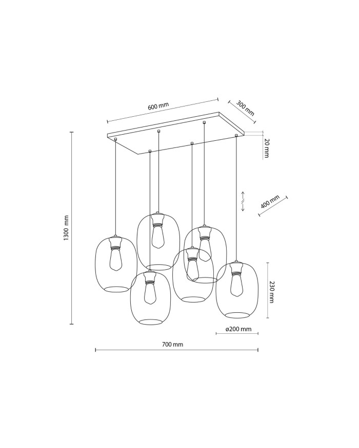 Люстра TK Lighting 5974 ELIO MIX LAMPA WISZĄCA 6 